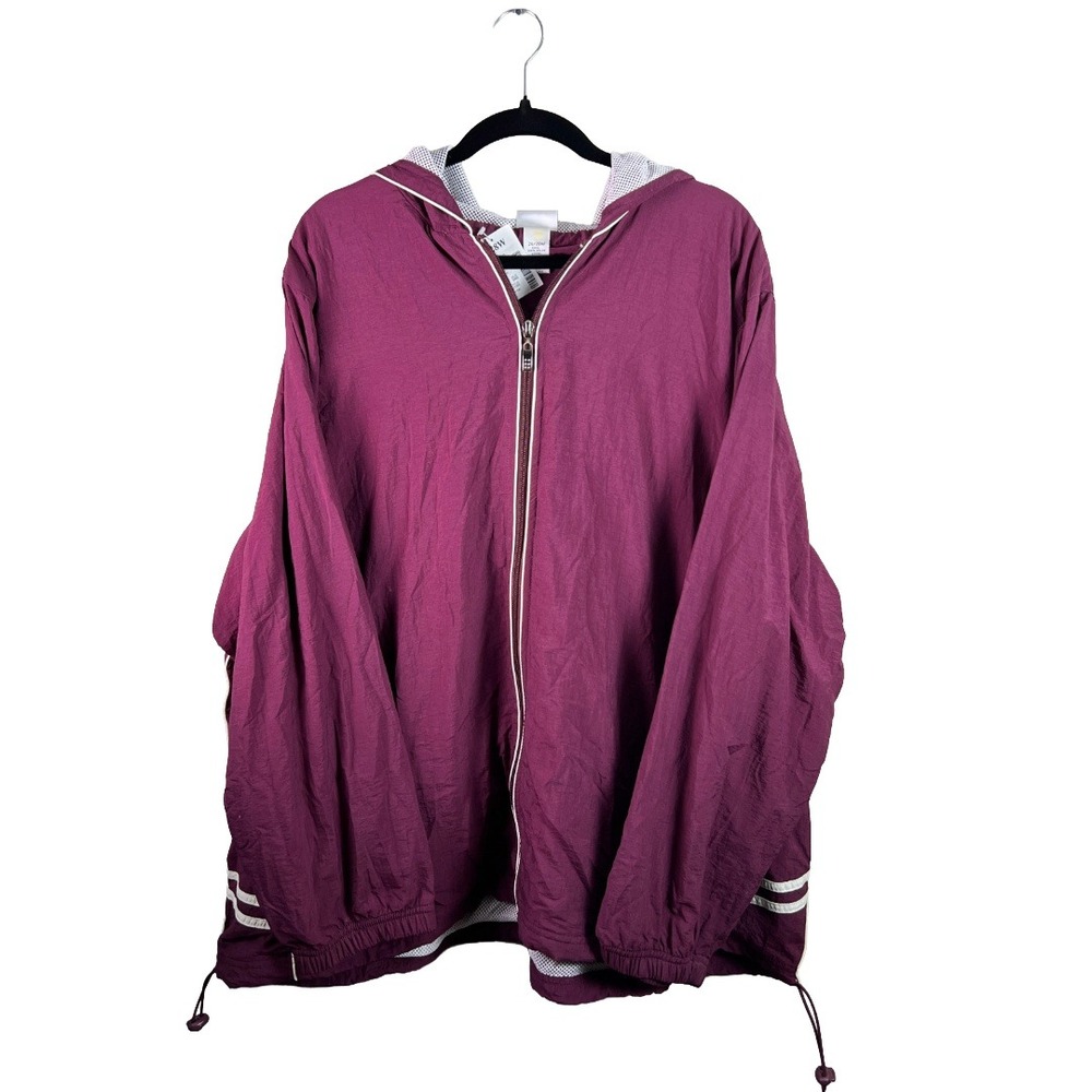 NWT Vintage Fashion Bug Windbreaker Jacket Women 26 28W Burgundy Y2K Streetwear
